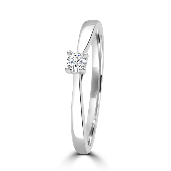 Saffier Classic Ring 14K Witgoud