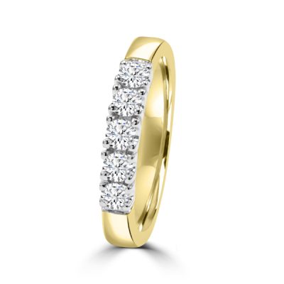 Saffier Classic Ring 14K Geelgoud 0,52 Crt