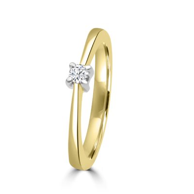 Saffier Classic Ring 14K Geelgoud 0,15 Crt