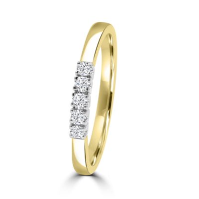 Saffier Classic Ring 14K Geelgoud 0,15 Crt