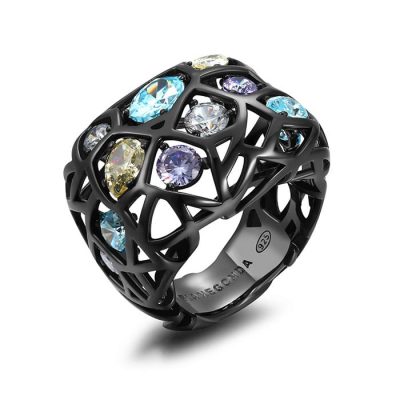 PIANEGONDA Nexum Silver and Black Ring